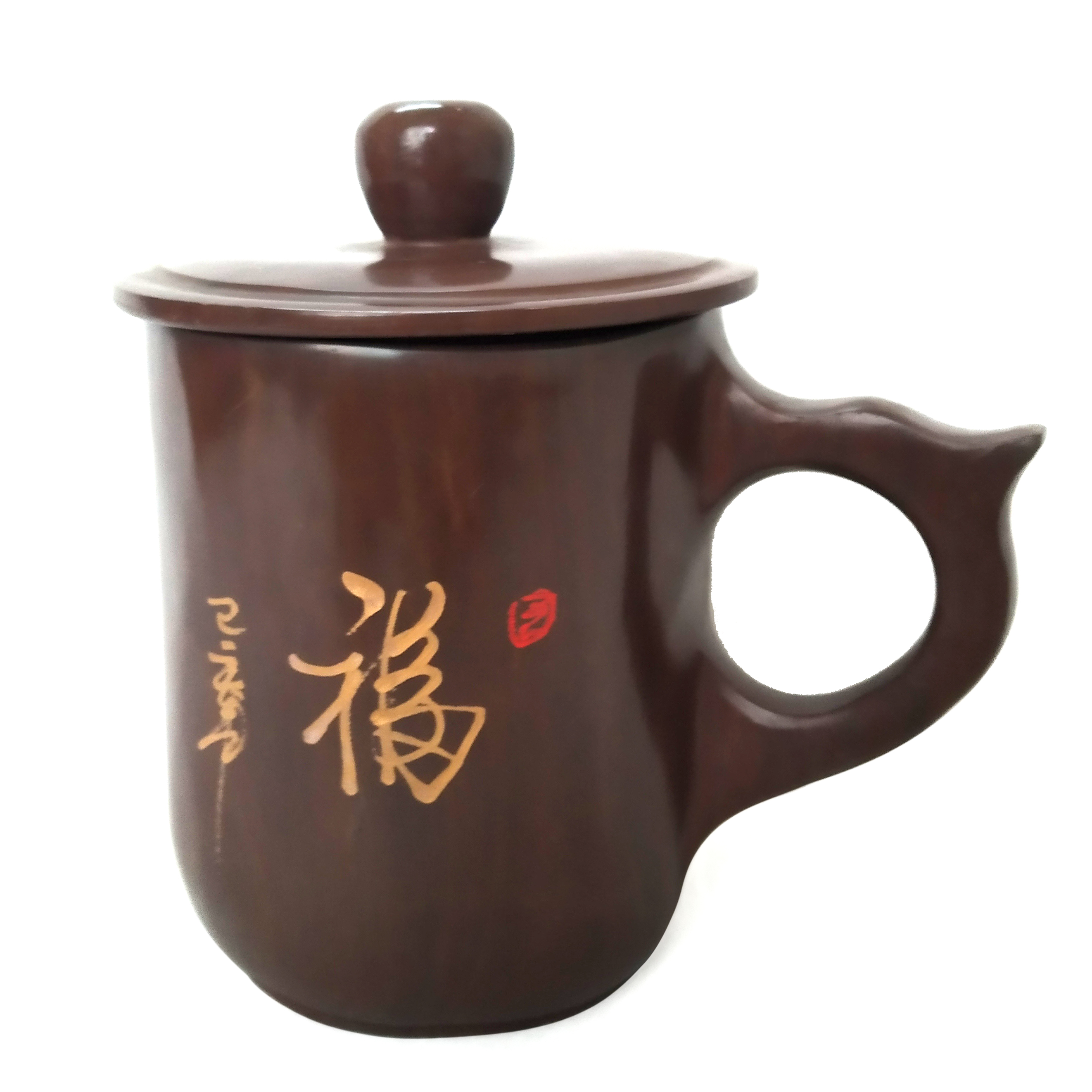 纯手工木鱼石杯子办公