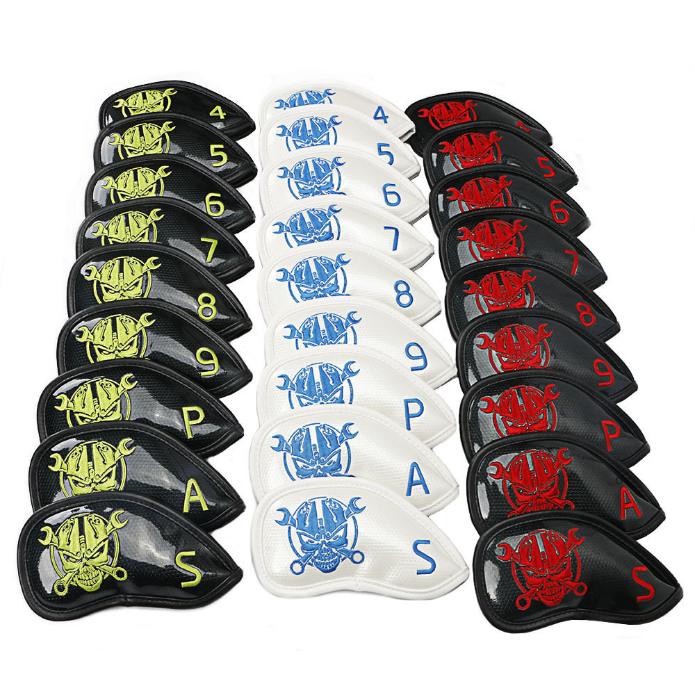 正品高尔夫铁杆套球杆帽套杆头套保护套骷髅图案9个/套包邮|msdalam kategori sukan/Yoga/kecergasan/bekalan peminat, Golf, set kelab golf - dari Buy2taobao.com untuk memberikan perkhidmatan ejen Taobao profesional membeli