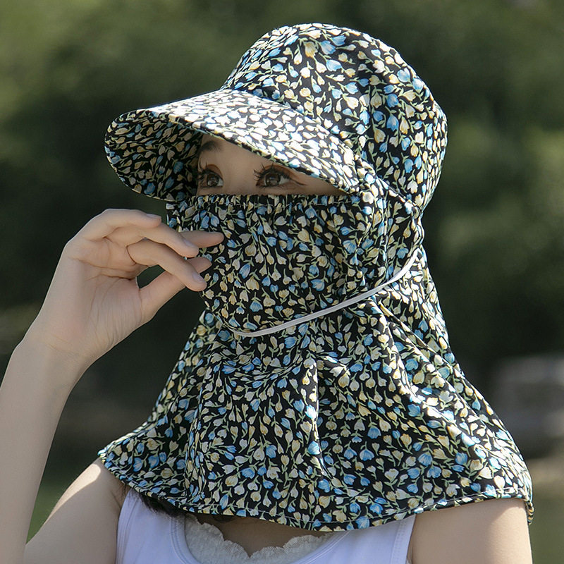 帽子遮阳帽女防晒帽农村下地干活遮脸全脸太阳帽面罩夏季采茶帽子