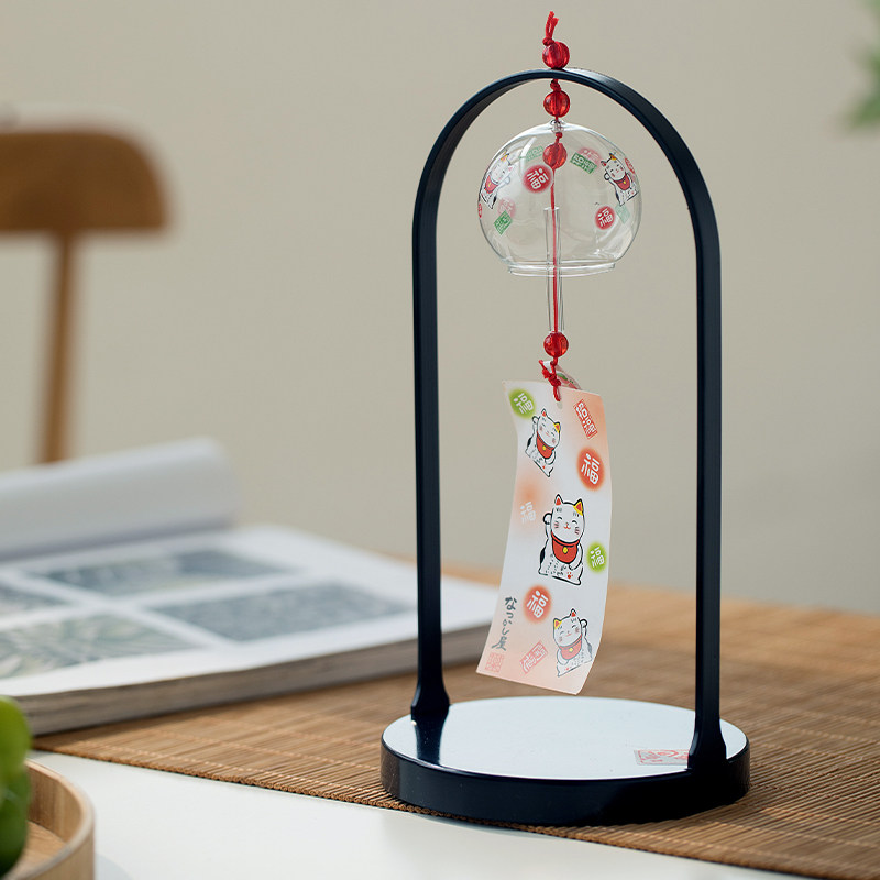 日本进口卓上小江户招财猫风铃桌面摆件客厅创意朋友礼物赠品