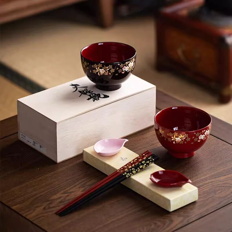 日本进口樱花夫妻对碗情侣筷子
