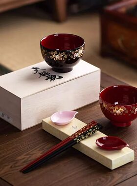 日本进口樱花夫妻对碗情侣筷子