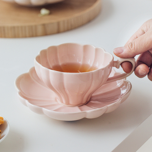 日本进口Studio M 咖啡杯优雅花朵型杯碟套装下午茶红茶陶瓷杯子