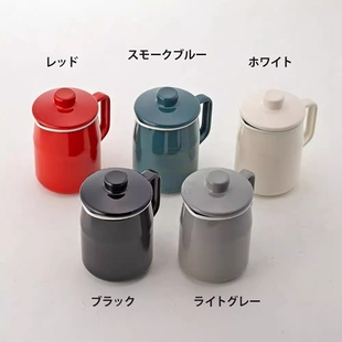 日本进口富士珐琅Fujihoro厨房搪瓷滤残渣油壶1L带滤网油瓶储油罐