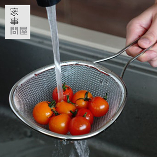 日本原装进口家事问屋304不锈钢沥水网沥油网手持带柄漏勺漏网
