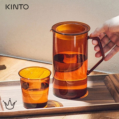 日本进口kinto琥珀色玻璃冷水壶耐热玻璃被果汁饮料杯泡水壶