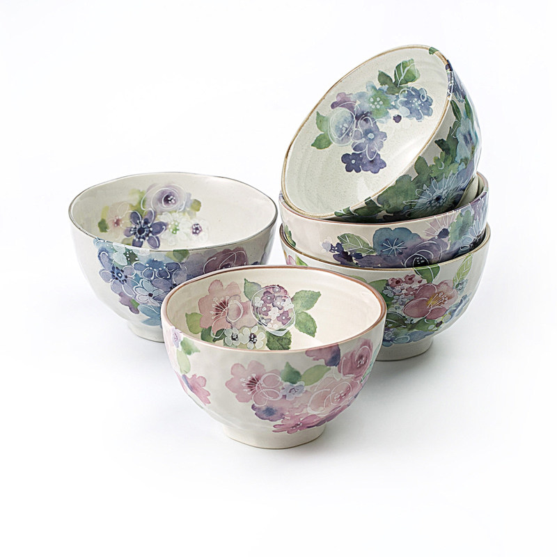 日本原产ceramic 蓝美浓烧 陶瓷碗餐具5个装花工房|ruв категории посуда, посуда, чаша - от Buy2taobao.com для оказания профессиональной услуги покупки агента Taobao