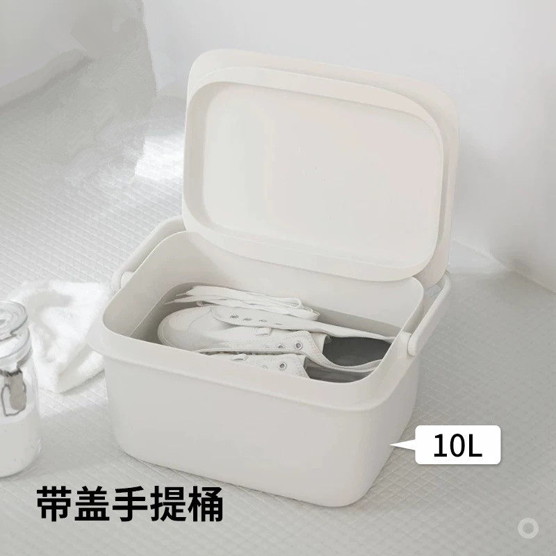 日本进口塑料方形桶带盖提手桶浸泡盆清洁刷鞋桶收纳篮家用水桶