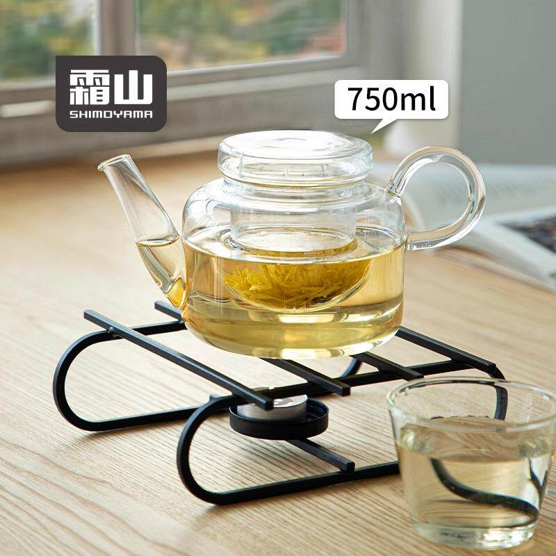 日本霜山玻璃茶壶泡茶壶花茶壶日式蜡烛温茶炉暖茶器小火炉煮茶壶