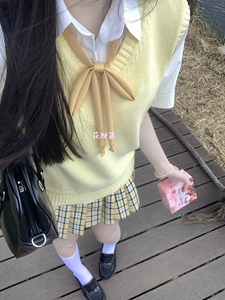 套装小杏中/原创正版日系JK制服格裙套头背心马甲女学院校供软妹