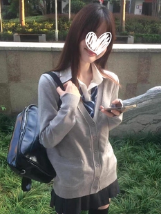 日系jk制服女秋冬浅灰色开衫毛衣叠穿凛凛格裙校供感学院软妹穿搭