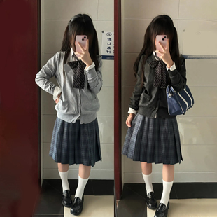 花狸酱jk制服海苔格裙套装 外套日系学院风针织秋冬叠穿女 毛衣开衫