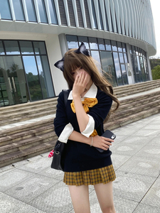 向日葵/原创正版日系JK制服秋冬套装格裙长袖毛衣学院风校供软妹