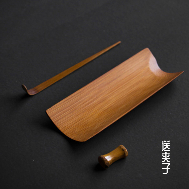 纯手工竹根茶则重竹茶荷茶针盖置三件套禅意茶室茶艺茶拨茶枕配件