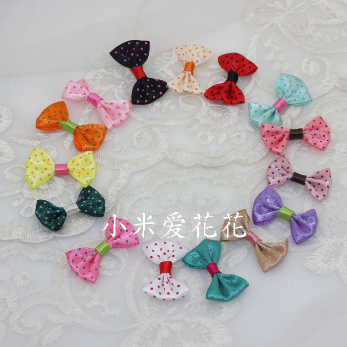 diy手工丝带蝴蝶结 印花圆点蝴蝶结发饰配饰花朵 缎带花3.6*2.5cm