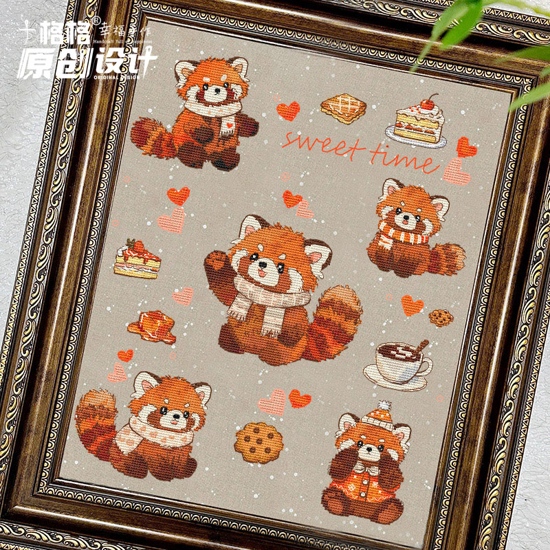十格格十字绣法国DMC绣线套件25-9月原创设计 小熊猫暖秋甜梦札礼