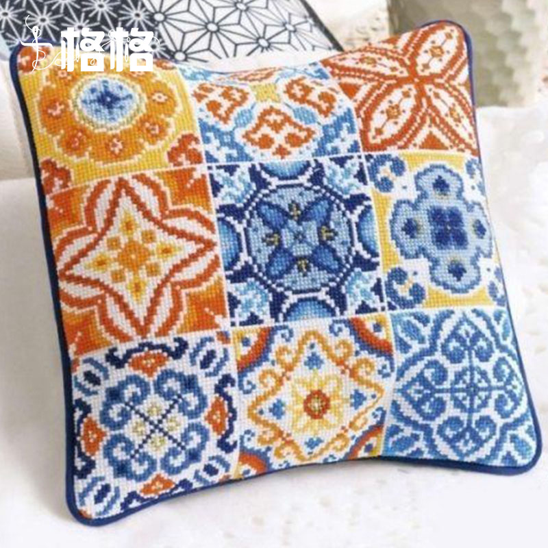 十格格十字绣法国DMC绣线套件2025新款 提供saga 秘境花纹抱枕