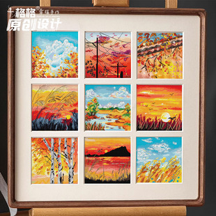 十格格十字绣DMC绣线25-9月原创设计 油画秋韵九宫格系列 9幅可选