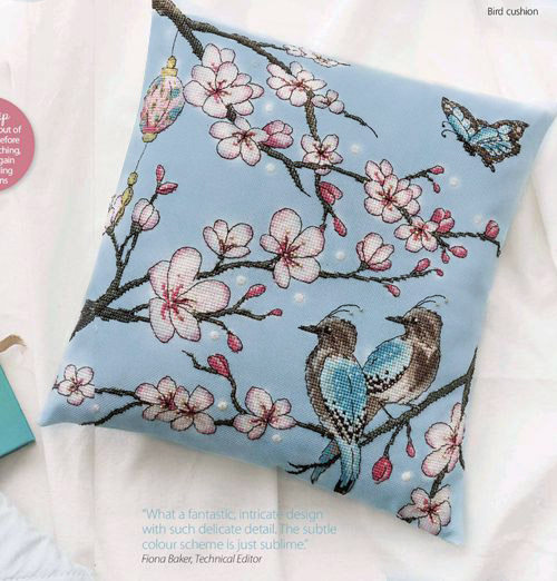 精准印花法国DMC十字绣套件 靠垫客厅卧室动物花卉 鸟语花香 抱枕