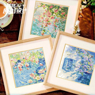 十字绣dmc绣线套件 7月 春日青ya 原创设计 油画小景系列5幅可选