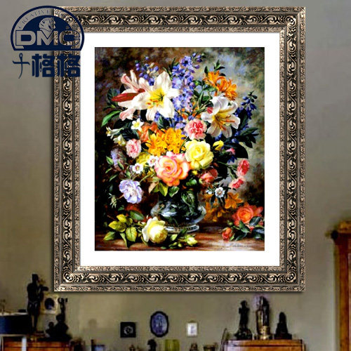 精准印花 手工DMC绣线十字绣套件 客厅大幅 花卉 混色威廉姆斯6