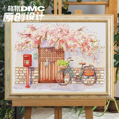 DMC十字绣棉原创设计樱花单车