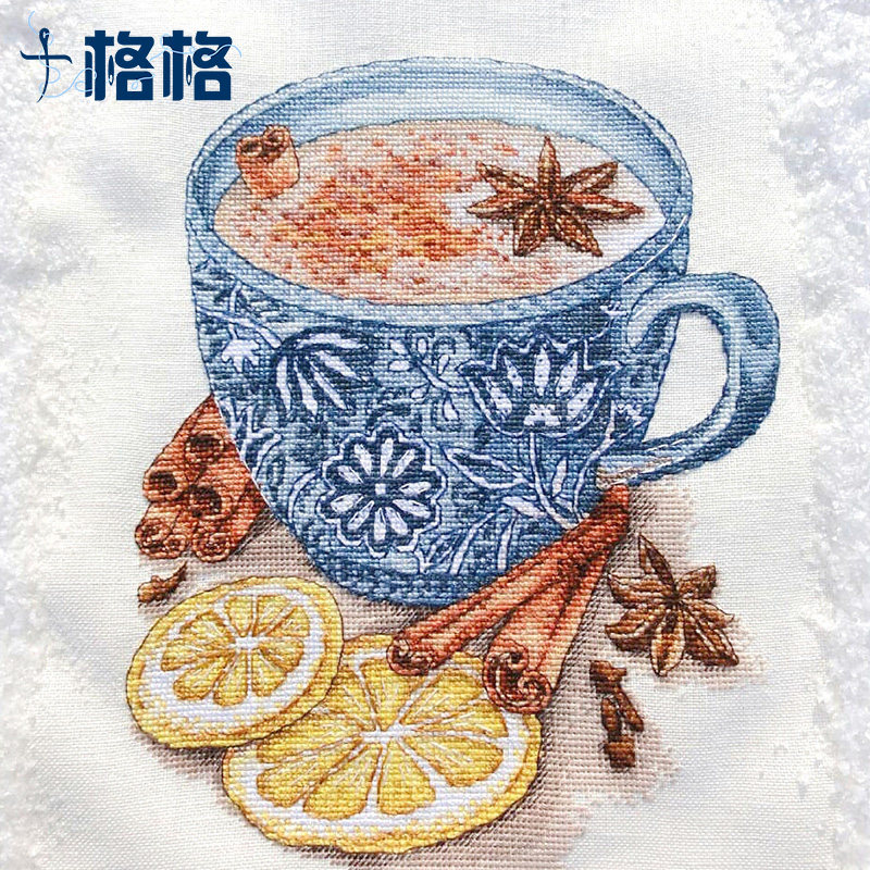 法国DMC十字绣套件 挂画客厅 卡通儿童房 新品 手染布 青瓷咖啡杯