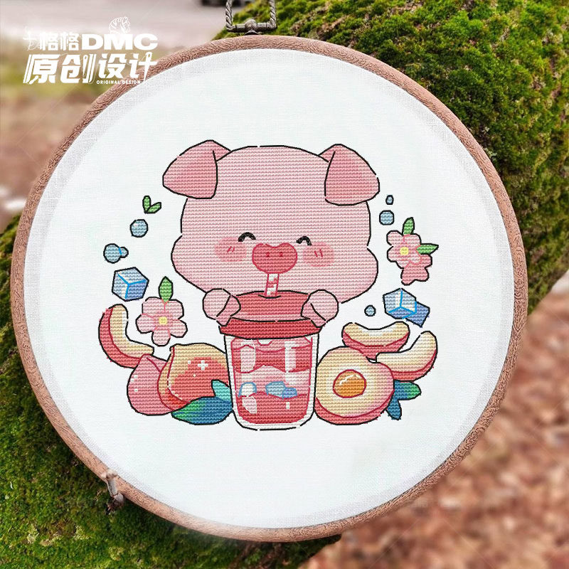 十字绣dmc绣线1月gugu柚子 原创设计 可爱小动物系列 十二生肖 猪