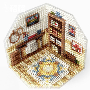 手作空间 我 十字绣DMC线套件 3D立体小方块冰箱贴小房间系列