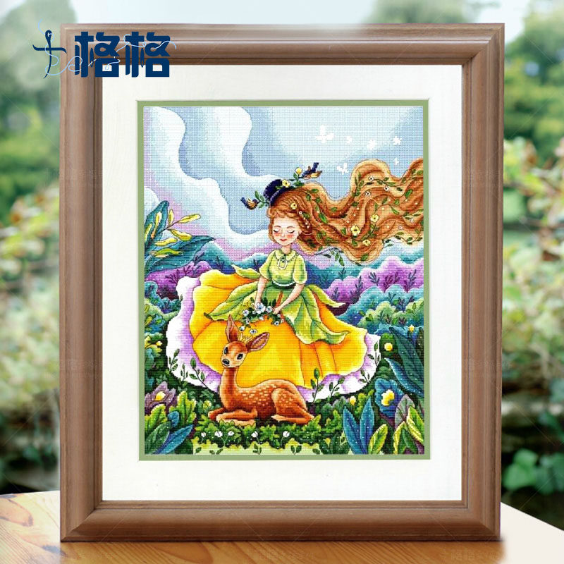 十格格DMC十字绣套件2025新款欧式客厅挂画人物动画 田园梦幻女孩