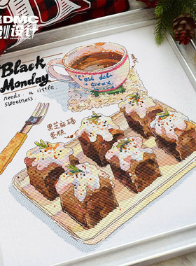 十字绣dmc绣线 Little jiang 12月原创设计 黑色星期一 下午茶