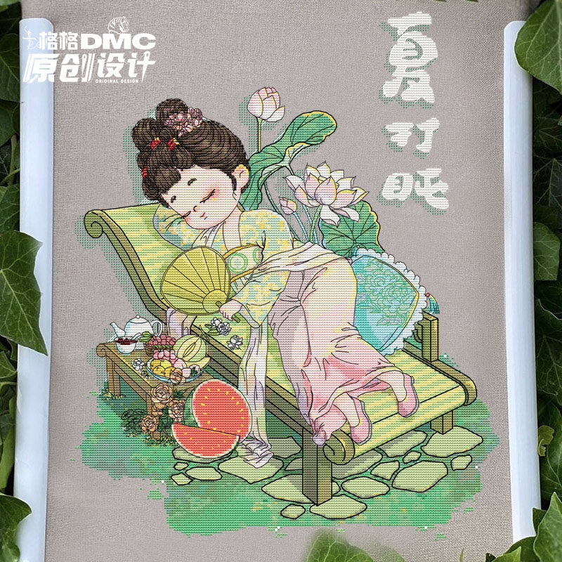 十字绣dmc绣线 一只莉莉  2025新款  4月 原创设计 夏打盹