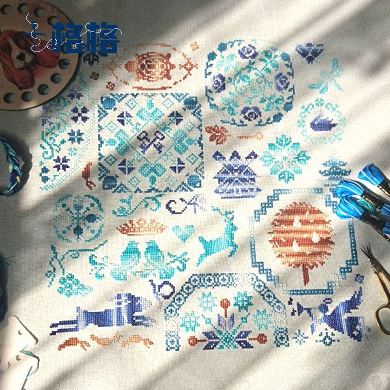 十格格十字绣法国dmc绣线套件店长推荐 唯美花纹图  麋鹿花鸟花园