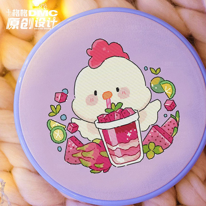 十字绣dmc绣线1月gugu柚子 原创设计 可爱小动物系列 十二生肖 鸡