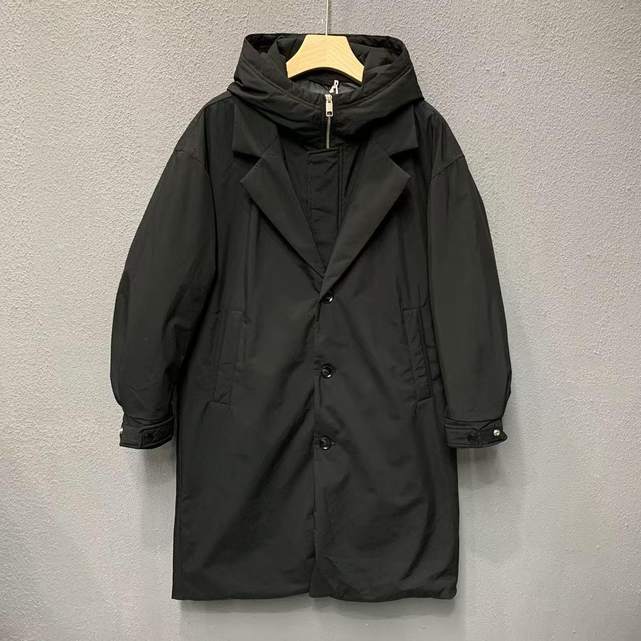 BlackThorn黑刺美式潮牌轻薄款假两件中长款羽绒服男冬季保暖派克