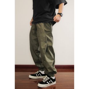 裤 山系宽松休闲工装 男 春秋款 日潮vintage立体弧形弯刀剪裁束脚裤