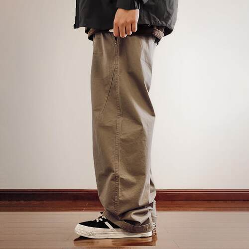 日系复古痞帅阔腿直筒宽松休闲裤