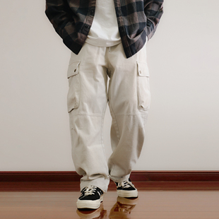 裤 多口袋直筒宽松百搭工装 男 复古潮流重工纯色高密斜纹基础款 美式