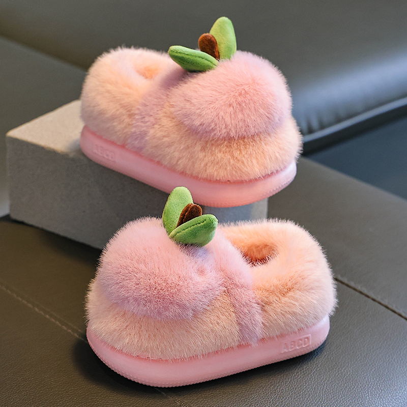 儿童棉拖鞋秋冬新款居家室内女宝宝加绒加厚防风厚底全包跟毛棉鞋