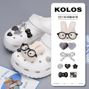 原创洞洞鞋配饰可爱米菲兔蝴蝶结鞋花装饰扣配件适配crocs鞋扣