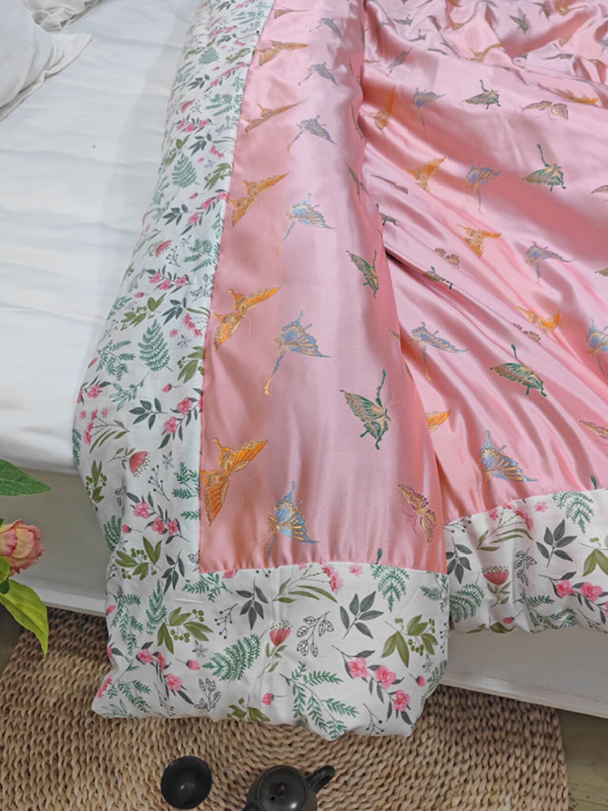 定做老式绸缎被子丝绸织锦缎软缎段子手工包边面红色结婚棉花喜被