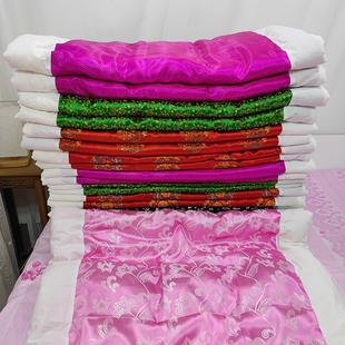 丝绸婚庆褥子棉花褥子老式 2米婚庆垫被 织锦缎结婚红色床垫铺地1