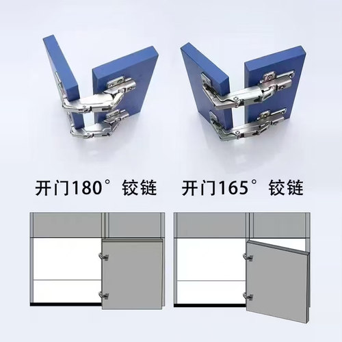 180度铰链缓冲阻尼合页柜门铰大角度二段力平扣合页165度小角度缓