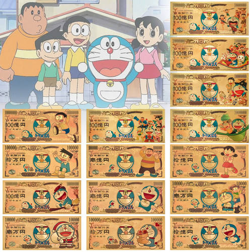 哆啦A梦剧情版周边卡通动漫手大雄纪念礼品 叮当蓝胖子金属收藏钞