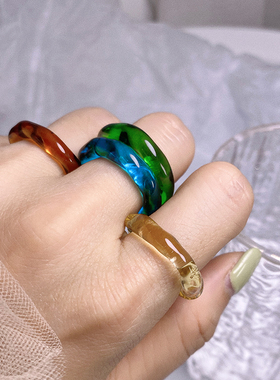 奢眸女透明中古风时髦精戒指