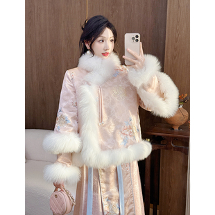 果果家 又见粉黛新中式时尚套装女冬羽绒服外套马面裙两件套