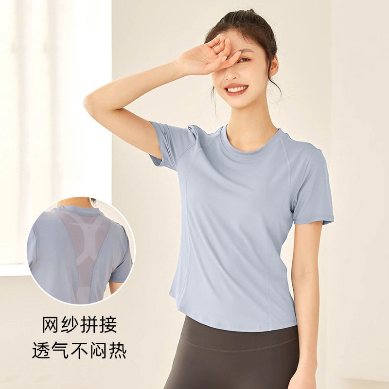 健身服套装女春季款宽松透气短袖瑜伽服宽松大码显瘦跑步爆汗服