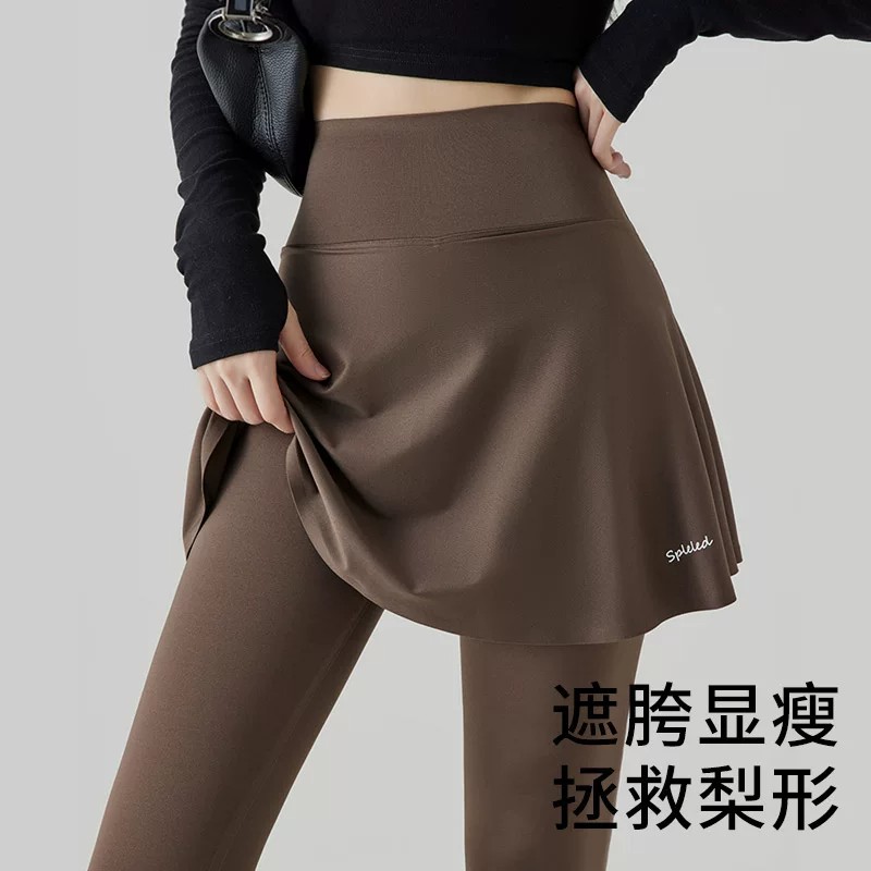假两件鲨鱼打底裤女2026新款短裙子瑜伽裙裤大码胖mm健身运动屁帘