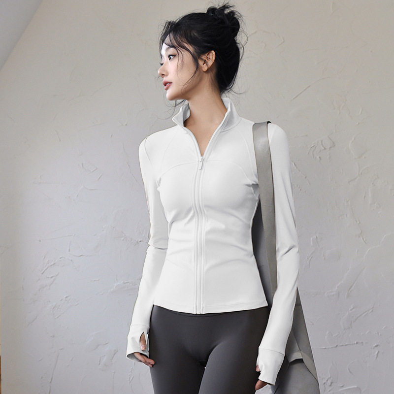 修身显瘦短款外套女立领百搭上衣健身服长袖运动户外跑步服瑜伽服