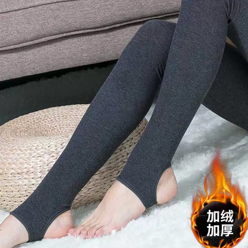 加绒打底裤女春秋外穿大码显瘦健身瑜伽裤保暖棉裤加厚踩脚连裤袜